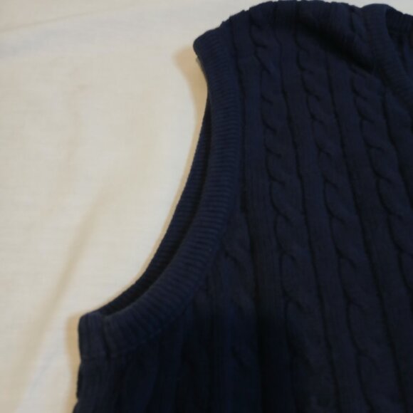 Brooks Brothers Men's XL Navy Blue Cable Knit Vest 100% Cotton‎ - Picture 6 of 8
